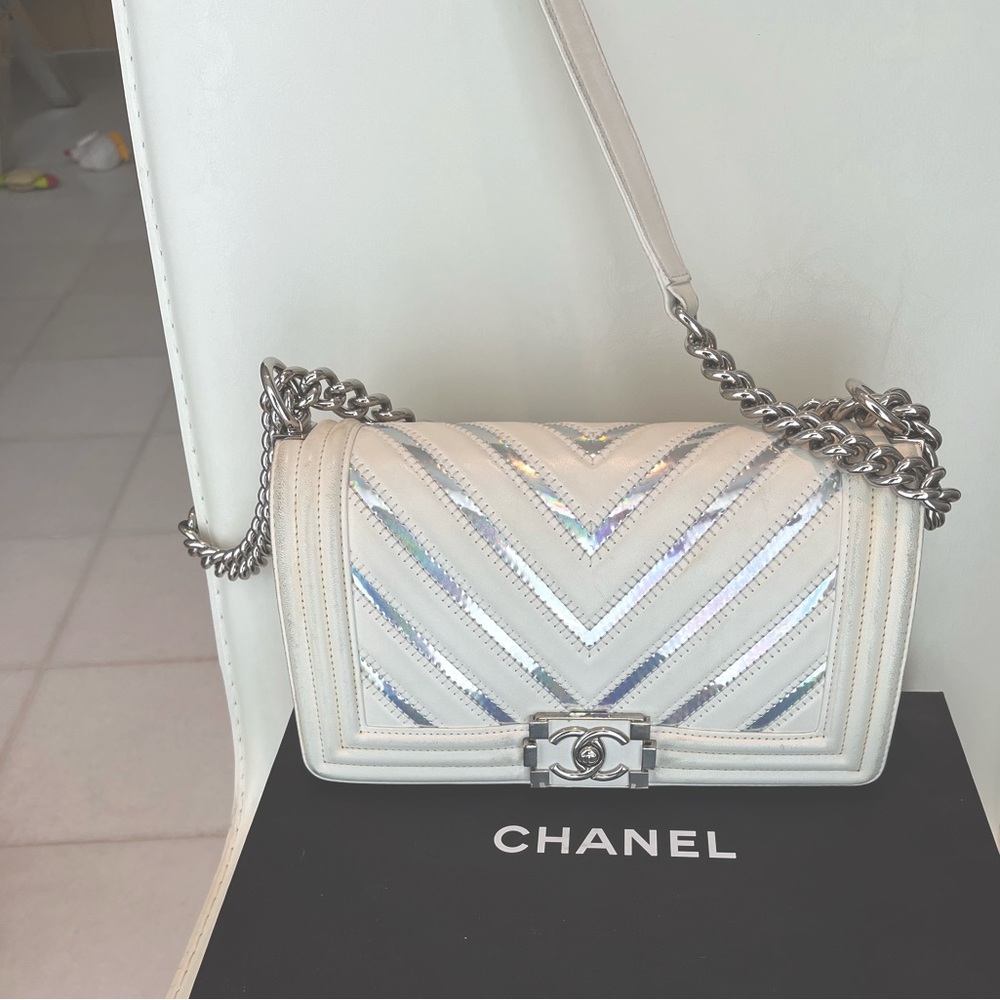 Rare PVC reflective authentic Chanel single flap